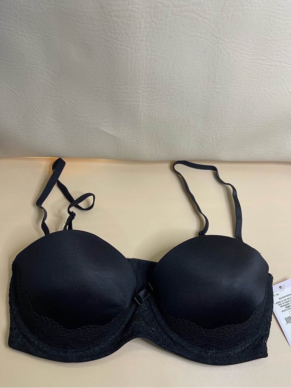 Auden Black Plunge Coverage Strapless Convertible Push-Up Bra 32C